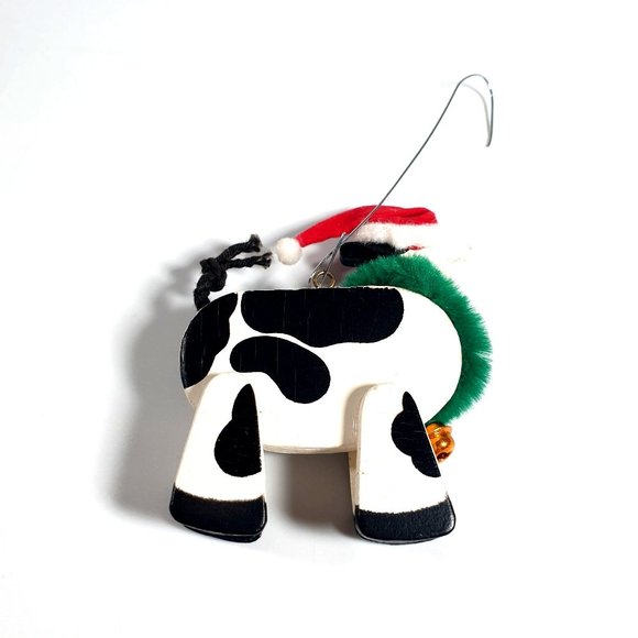 Handmade Cow Ornament Vintage Farm Tree Decoration Classic Christmas Holiday - Picture 3 of 3